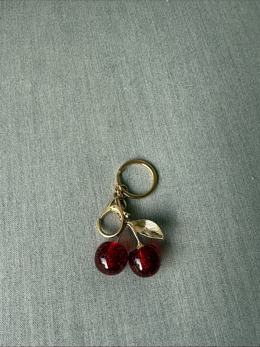 Gold Cherry Keychain with Red Charms